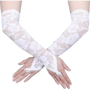 Lace Gloves Women Elbow Length Floral Lace Gloves Fingerless Opera Gloves Wedding Evening Gloves