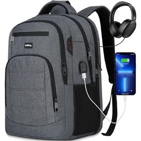 School Backpacks for Teen Boys Laptop Backpack Men,Bookbag College Computer Bag with USB Charging Port for Work Business Middle High School Student,Black