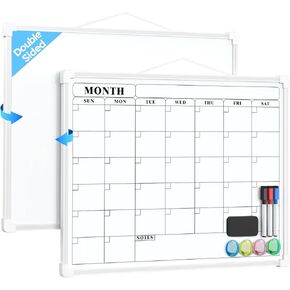 MaxGear Small Weekly Calendar Dry Erase Board for Wall, 16"x12" Hanging Double-Sided White Board, Portable Whiteboard for Planning, Drawing, Memo, to Do List, School, Home, Kitchen, Office