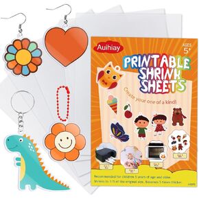 Auihiay 12 Pieces Printable Shrink Plastic Sheets, Shrink Films Papers for Mothers Day Gifts Kids Mothers Day Crafts Christmas Ornament, 6 White and 6 Semitransparent, 8.3 x 11.6 inch / 21 x 29.5 cm