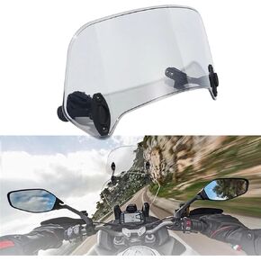 Universal Motorcycle Windshield Extension Adjustable Spoiler Windscreen Extender for Kawasaki Yamaha Harley Suzuki Buell Triumph Ducati Aprilia(210mm Smoke)