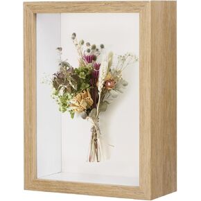 Shadow Box Frame, 4 x 6 Inch Wooden Dried Flower Photo Frame Deep Box Frame Shadow Boxes Display Case for Flower/Tickets/DIY Craft, Display Frame Shadow Box [Natural Color]