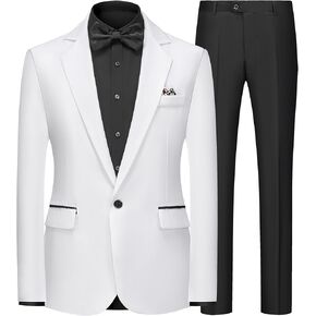 Mens Suits Slim Fit 2 Piece Dress Suits Tuxedo Jacket Blazer Pants Set for Wedding Business Prom