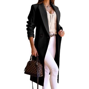 IDEALSANXUN Long Wool Coats for Women Winter Fall Peacoat Trench Coat Double Breasted Blazer Jackets Overcoat