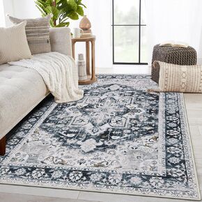 Topotdor Washable Runner Rugs 2.5x7 Ft Vintage Area Rugs Non-Slip Floor Rugs Low Pile Floor Carpet Printed Soft Durable Stain Resistant Foldable Rugs Living Room Dining Room Bedroom,Beige