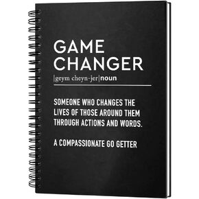 Game Changer Definition 160 Blank Pages Hardcover Spiral Notebook, Thank You Gift for Leader Mentor, Coworker Goodbye Gift, Work Appreciation Gift For Manager, Motivational Notebook