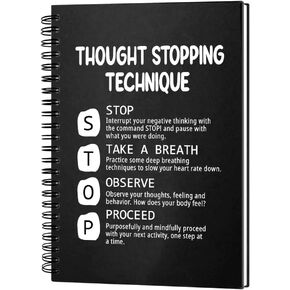 Thought Stopping Technique 160 Blank Pages Hardcover Spiral Notebook, Thank You Gift for Mental Health Therapist Teachers, Notebook Gift for Esocial Emotional Learning, Therapist Office Gift