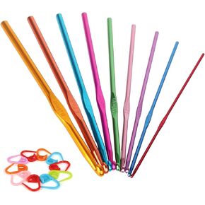 Coopay Long Crochet Hook Set, 11pcs Tunisian Multicolor Afghan Crochet Needles for Crocheting, 2mm(B)-8mm(L), Great Knitting & Crochet Supplies Tool for Beginner, Crocheter & Knitter