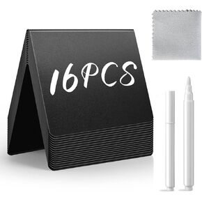 16 Pcs 4" x 3" Mini Chalkboard Signs, Food Labels for Party Buffet, Wedding and Bakery, Premium Small Chalkboard Signs with Stand, Reusable and Easily Cleanable Blackboard
