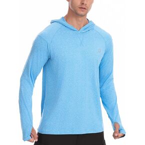 UPF 50+ Mens Sun Shirts, UV Protection Long Sleeve Fishing Shirt, Hiking Running Workout Swim Beach Hoodie