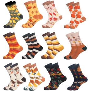 ANOTION جوارب الخريف - 12 زوجًا من الجوارب المضحكة، هدايا عيد الشكر، هدايا تحت عنوان الخريف للنساء، جوارب برتقالية، جوارب شتوية لطيفة للنساء، هدايا اليقطين، هدايا عيد ميلاد الخريف، هدايا المعلم الخريفية in Kuwait