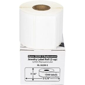 Houselabels Dymo-Compatible Jewelry Price Tags, Barbell Style, 1500 Labels per Roll (HL-30299) , White