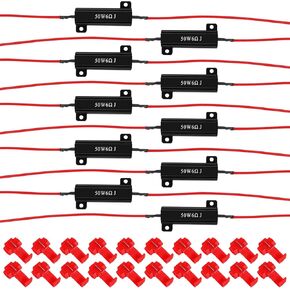10Pcs 50W 6ohm Load Resistors,for Fix LED Bulb Fast Hyper Flash LED Turn Signal Lights, Fix Error Flash Controller-black