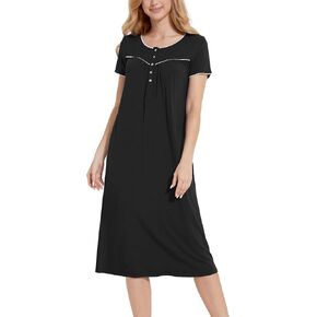 GYS Women's Nightgown Short Sleeve Sleepwear Soft Sleepshirts Comfy Sleep Dress, Viscose Made from Bamboo
