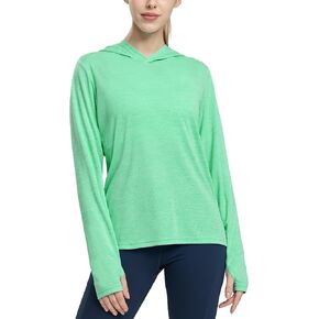 MIER Women's UPF 50+ Sun Protection Hoodie SPF Long Sleeve UV Shirts for Hiking Fishing Running Outdoor, Lightweight