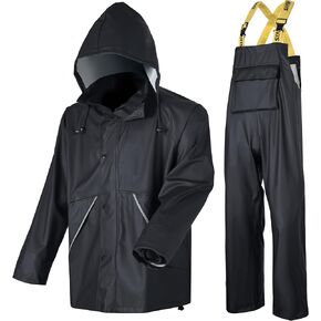 ملابس خارجية للعمل للرجال - بدلة مطر احترافية مع سترة مطاطية وسروال مريلة لتوفير أقصى درجات الأمان والراحة in Kuwait