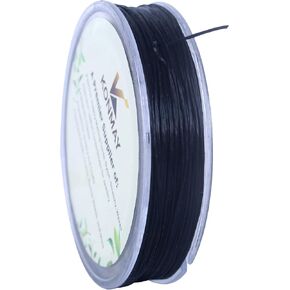 KONMAY 2 Rolls 0.8mm Flat Stretchy Bracelet Strings with Organizing Case, 180 Yards Black and White Crystal Elastic Thread Cord for Jewelry Bracelets Making and Beading