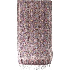 NOVICA شال الباتيك الحريري المصنوع يدويًا من NOVICA ملفوف بالورود بني متعدد الألوان إكسسوارات إندونيسية منقوشة كونياك "Euphoria"
