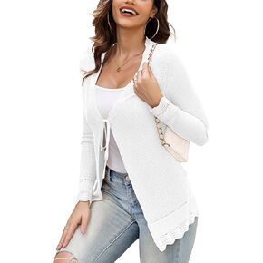 REDHOTYPE Women's Cardigans Open Front Long Sleeve Lace up Lightweight Cardigan Sweaters for Women S-XL