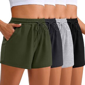 Neer 4 Pack Womens Sweat Shorts Casual Lounge Comfy Drawstring High Waist Shorts Summer Athletic Shorts with Pocket 2024 in Kuwait