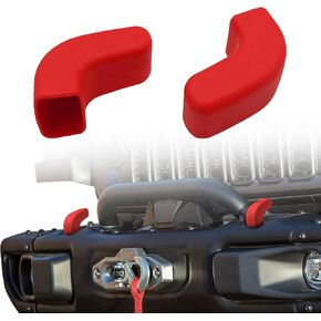 2PCS Front Bumper Tow Hook Covers, Silicon Trailer Hitch Protector Sleeves for Jeep Wrangler JK JL & Gladiator TJ 2007-2024, Automotive Exterior Accessories (Red)