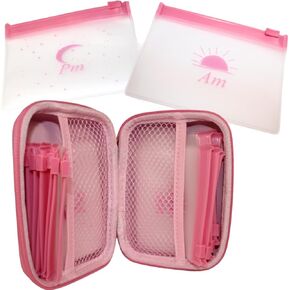 Day and Night Pink Pill Organizer - Pink Pill Case Organizers 7 Day 2 Times a Day I Pink Purse includes 7 Each AM PM Pill Bag of 4 X 3 Inch in Zipper Med Wallet of 5.75 X 4 X 1.5 inch