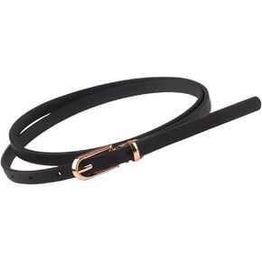 Womens Leather Belt Fashion Buckle Skinny Waist Adjustable Ladies Belts Shaping Slim Waistband for Jeans Dress Coat (Red)