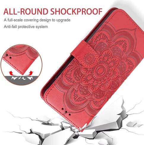 حافظة Bohefo لهاتف Galaxy A03S، حافظة محفظة Samsung A03S SM-A037U مع واقي شاشة من الزجاج المقوى، حافظة بطاقات ائتمان قابلة للطي من جلد ماندالا لهاتف Samsung Galaxy A03S أرجواني in Kuwait