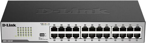 دي لينك، DGS-1024D، محول إيثرنت، 24 منفذ جيجابت، محور شبكة بدون مروحة غير مُدار، سطح المكتب أو الحامل، أسود in Kuwait