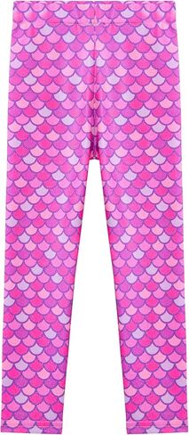 VIKITA Girls Soft Stretchy Leggings Sparkly Active Workout Pants for Toddler Kids Colorful Pattern Ages 2-12 in Kuwait