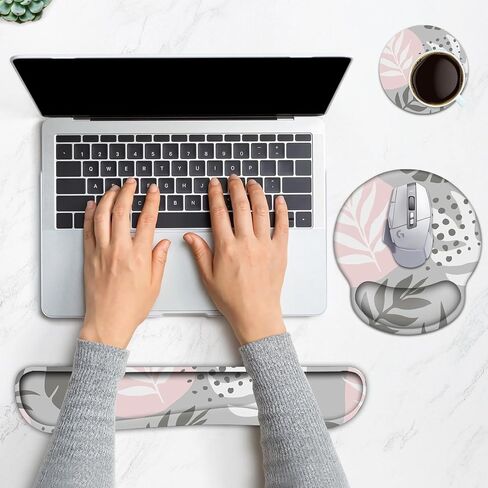 Cloud Keyboard Wrist Rest and Mouse Pad with Wrist Support Set, Ergonomic PU Leather Mouse Pads, Pain Relief Memory Foam Non-Slip Mousepad for Computer,Laptop, Black in Kuwait