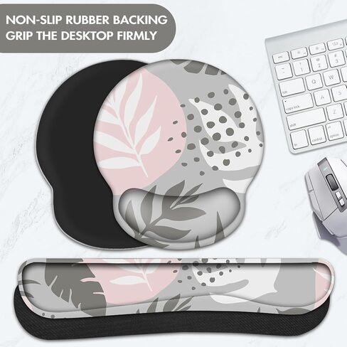 Cloud Keyboard Wrist Rest and Mouse Pad with Wrist Support Set, Ergonomic PU Leather Mouse Pads, Pain Relief Memory Foam Non-Slip Mousepad for Computer,Laptop, Black in Kuwait