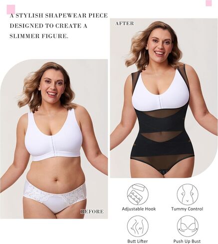 BRABIC Mesh Shapewear Bodysuit Tummy Control for Women Plus Size Faja Body Shaper Bodysuit Butt Lifter in Saudi Arabia