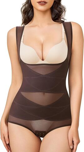BRABIC Mesh Shapewear Bodysuit Tummy Control for Women Plus Size Faja Body Shaper Bodysuit Butt Lifter in Saudi Arabia