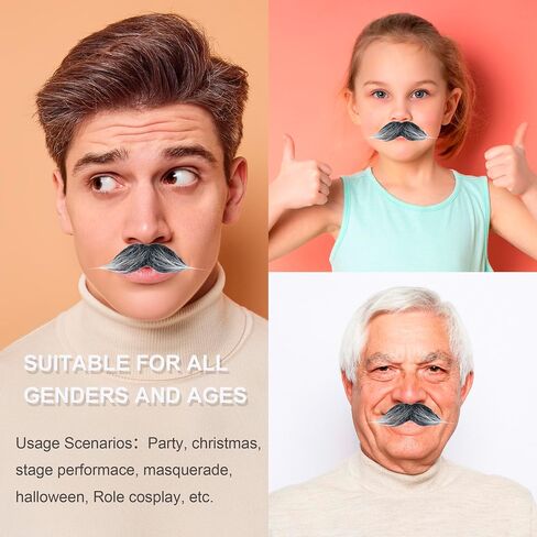 Self Adhesive Fake Mustache Costume Facial Hair Halloween Novelty Stick On Fake Beard in Kuwait