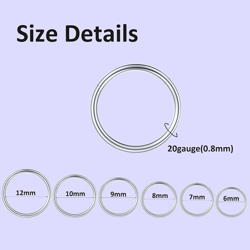 6/12Pcs 16G 18G 20G Nose Rings Hoops 316L Surgical Steel Nose Septum Lip Rings Tragus Cartilage Daith Rook Piercing Jewelry for Women 6mm 7mm 8mm 9mm 10mm 12mm in Saudi Arabia