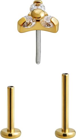 FINE4U Mini Threadless Flat Back Earring Stud for Tragus Conch Helix 18G 6mm 8mm - ASTM F136 Titanium Cartilage Piercing Jewelry in Saudi Arabia