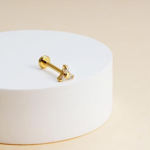 FINE4U Mini Threadless Flat Back Earring Stud for Tragus Conch Helix 18G 6mm 8mm - ASTM F136 Titanium Cartilage Piercing Jewelry in Saudi Arabia