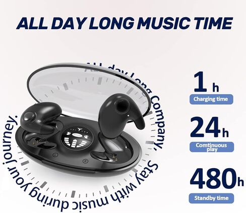 سماعات أذن Loluka غير مرئية تعمل لمدة 24 ساعة، سماعات أذن بلوتوث صغيرة، سماعات أذن لاسلكية حقيقية، ستيريو هاي فاي موسيقى IPX4 مقاومة للماء، خاصية إلغاء الضوضاء مع حافظة شحن لاسلكية in Kuwait