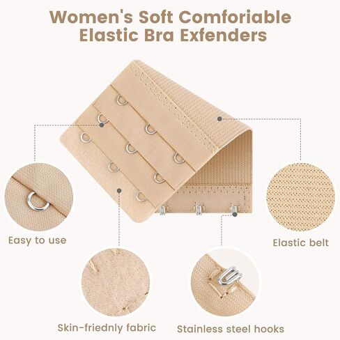Women's Bra Extenders, 2 Hook / 3 Hook / 4 Hook / 5 Hook, Soft Stretchy Back Bra Extension Strap in Saudi Arabia