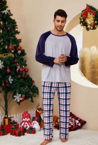 U2SKIIN Matching Pajamas for Couples Plaid Ultra Soft Pullover Pjs Set for Men and Women Warm Loungewear in Kuwait