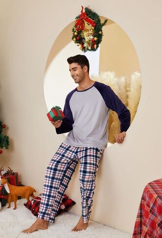 U2SKIIN Matching Pajamas for Couples Plaid Ultra Soft Pullover Pjs Set for Men and Women Warm Loungewear in Kuwait