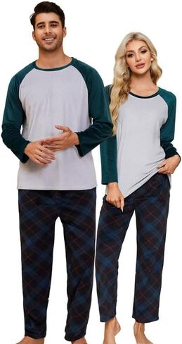 U2SKIIN Matching Pajamas for Couples Plaid Ultra Soft Pullover Pjs Set for Men and Women Warm Loungewear in Kuwait