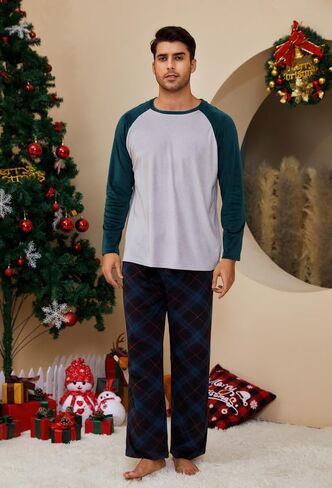 U2SKIIN Matching Pajamas for Couples Plaid Ultra Soft Pullover Pjs Set for Men and Women Warm Loungewear in Kuwait