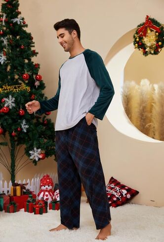 U2SKIIN Matching Pajamas for Couples Plaid Ultra Soft Pullover Pjs Set for Men and Women Warm Loungewear in Kuwait