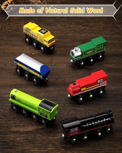 SainSmart Jr. Wooden Train Set Accessories, Magnetic Toy Car Set (10 PCS), Compatible with All Major Brands, Gift for Toddlers, Boys, and Girls Aged 3+ in Kuwait