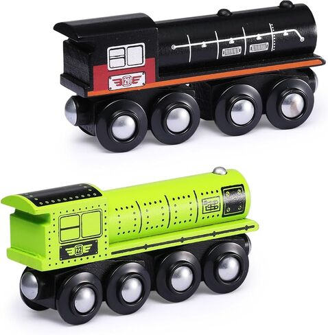 SainSmart Jr. Wooden Train Set Accessories, Magnetic Toy Car Set (10 PCS), Compatible with All Major Brands, Gift for Toddlers, Boys, and Girls Aged 3+ in Kuwait