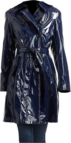 Womens PVC Coat Fashion Outdoor Wet Look Clothing Trench Coat Raincoat Black Pu Leather in Saudi Arabia