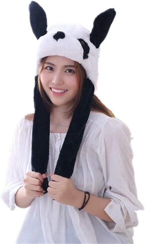 Ear Moving Jumping Hat Plush Animal Winter Headwear for Women in Saudi Arabia