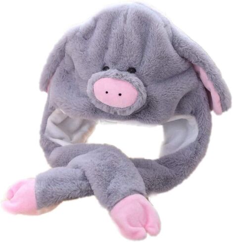 Ear Moving Jumping Hat Plush Animal Winter Headwear for Women in Saudi Arabia